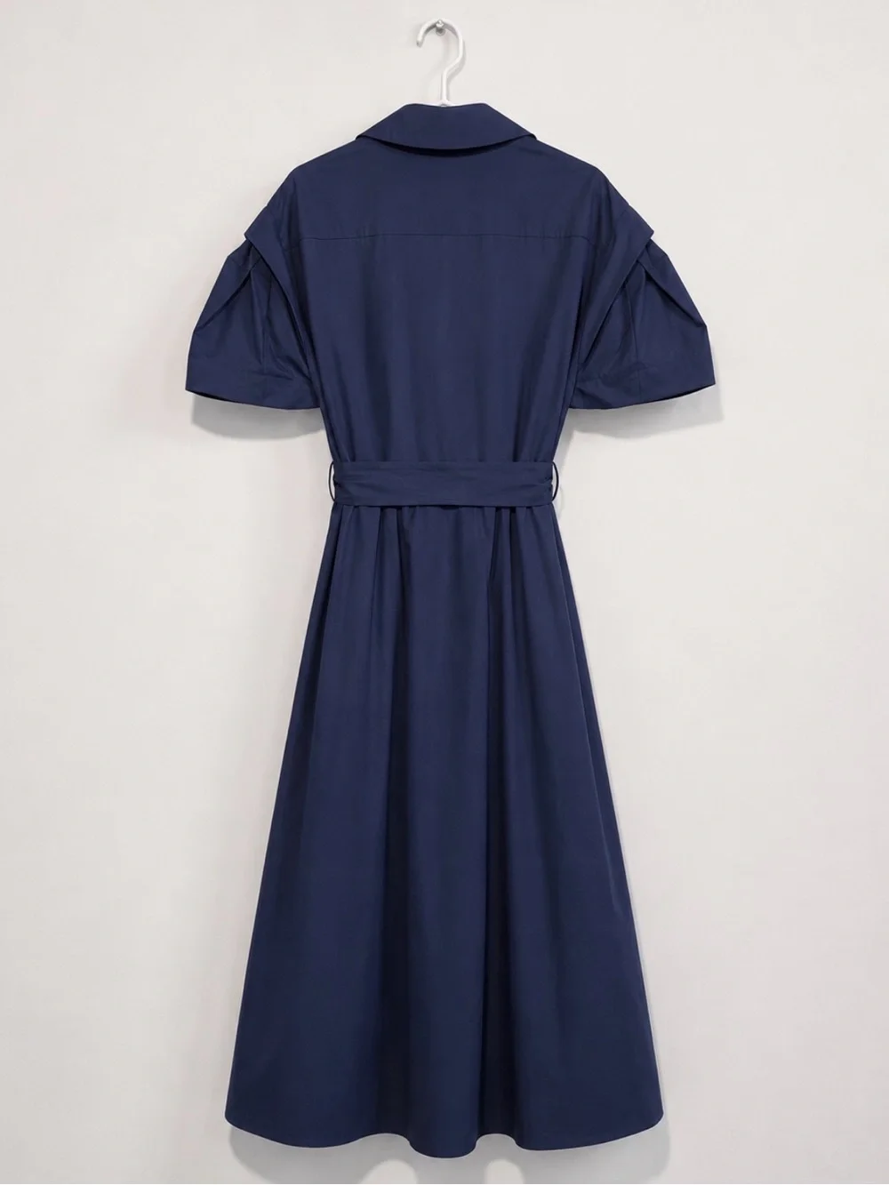 Anthropologie EN SAISON Avery Navy Belted Button Front Midi Dress XS - Picture 7 of 10